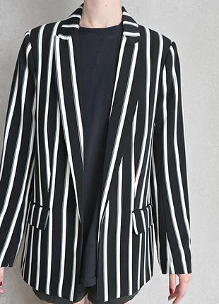Стильний смугастий жіночий жакет/піджак h&m р.10(s-m)