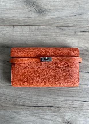 Гаманець в стилі hermes kelly wallet orange