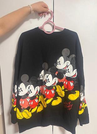 🐭 чорний світшот disney з яскравим принтом міккі мауса