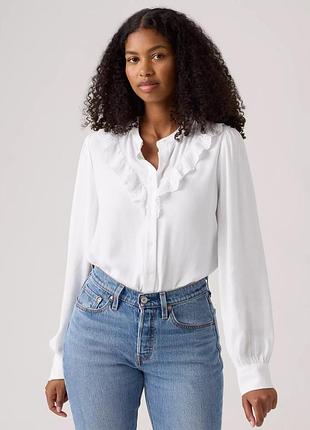 Сорочка блуза жіноча levi’s, колір білий😍 льон