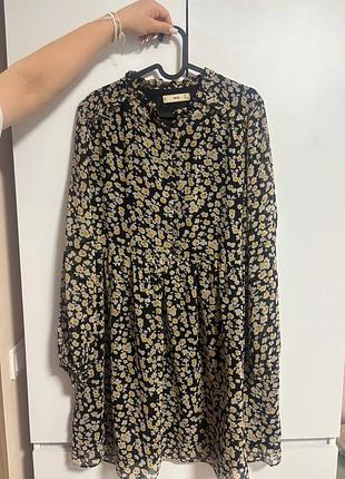 🖤 сукня mango з довгим рукавом у квітковий принт 🌼