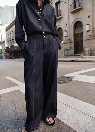 Джинси wide-leg  zara розмір m пояс на резинці