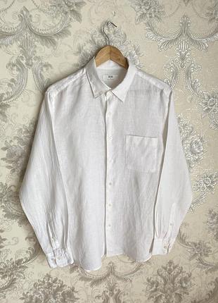 Сорочка з льону uniqlo білого кольору