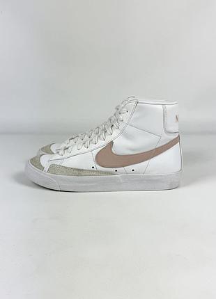 Кросівки nike blazer mid 77 white cz1055-118 оригінал шкіряні білі жіночі кеди високі розмір 40 / 25.5 см