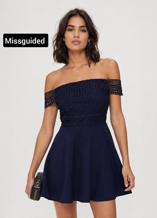 Платье женское мини клеш с открытыми плечами от бренда missguided s