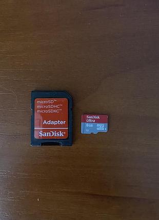 Карта пам'яті sandisk ultra microsd xc 8gb клас 10 sd адаптер