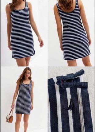 Жіноча сукня літня плаття жіноче пляжне смужка синьо-біла котон jack wills