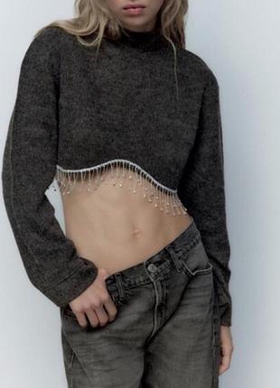 Светр з стразами zara