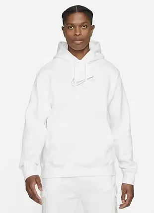 Oversized nike court (m) fleece hoodie мужское худи белое флис унісекс