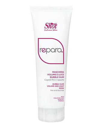 Ліпідна маска bubble gum для тонкого та тьмяного волосся shot repara bubble gum volume mask