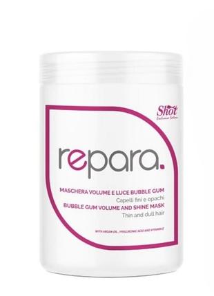 Ліпідна маска bubble gum для тонкого та тьмяного волосся shot repara bubble gum volume mask