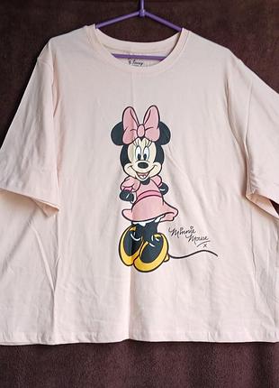 Футболка женская, розовая, minnie mouse,  2xl, eur 50-52, батл