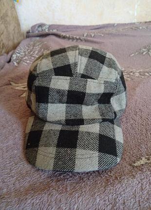 Кепка 5 panel вовняна в клітинку п'ятипанелька шерстяна кепка 5 panel шерстяная в клетку пятипанелька бейсболка кепка сайклинг