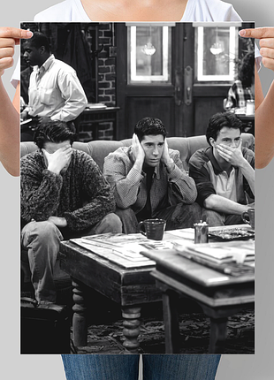 Постер с героями сериала друзья friends: джоуи, рос и Чендлер