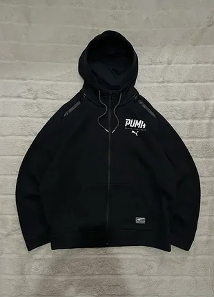 Puma (l) zip hoodie мужское зип худи на флисе черное оригинал с капюшо