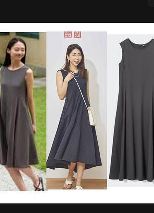 Платье миди, серое, uniqlo, s