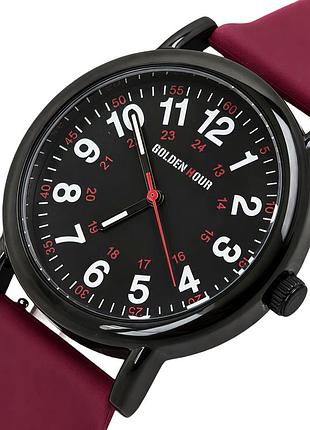 Жіночий кварцовий годинник goldenhour trend black cherry із двома каучуковими ремінцями