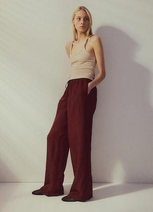 Прямые широкие брюки из смеси льна от h&amp;m