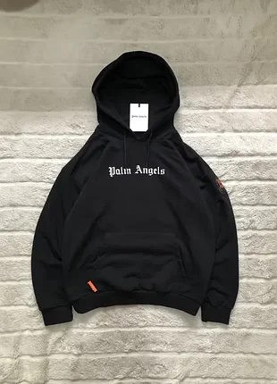 Moncler x palm angels (s/m) hoodie худи унисекс черное мужское италия