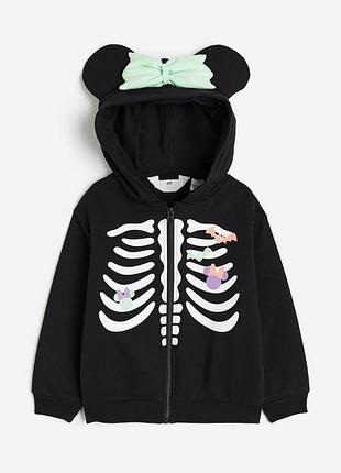 Худі кофта на замку чорна з вушками h&m disney minnie