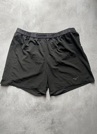 Шорти mizuno running спортивні бігові чорні з кишенею на блискавці,розмір s,m