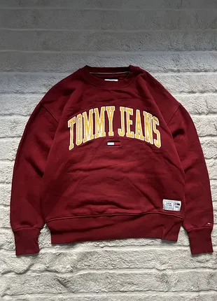 Tommy jeans (m) hilfiger бордовый мужской унисекс свитшот на флисе