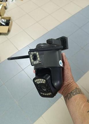 Вулична поворотна 4g ip-камера відеоспостереження з двома незалежними об'єктивами (dual lens)
