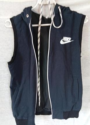 Спортивна жилетка nike з капюшоном жилетки жилетка мужская женская безрукавка худи без рукавов спортивная жилетка на молнии черная s m
