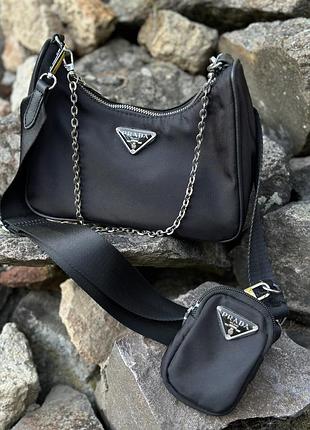 Чорна жіноча сумка prada