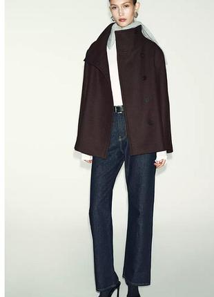 Короткое пальто из смесовой шерстяной ткани от zara