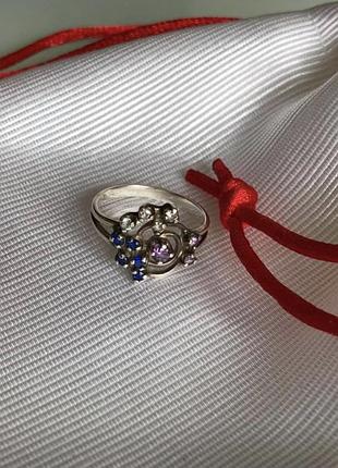 💍 серебряное кольцо с цветными фианитами 925 пробы