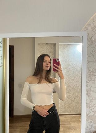 Біла кофтинка plt з відкритими плечима, розмір xs