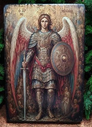 Панно на дереве «икона архангела минахаила» 19×28 см, толщина 3 см