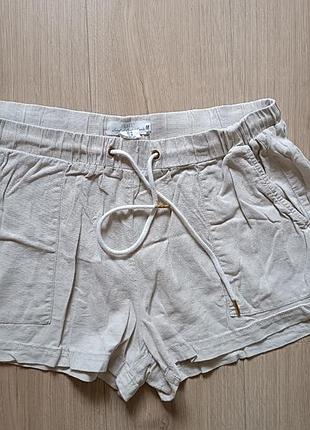 Женские короткие шорты l.o.g.g. h&amp;m/однотонные шорты лен+ вискоза