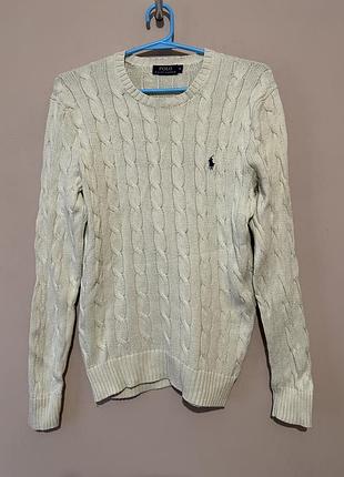 Светр polo ralph lauren mens cable knit cotton crewneck sweater