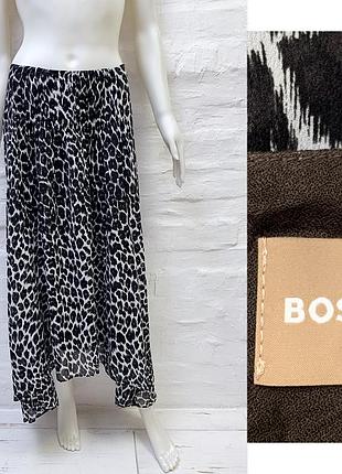 Boss hugo boss  асиметрична віскозна спідниця міді з леопардовим принтом hugo boss