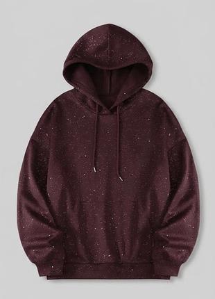 Худі жіноче бордове з блискітками, розмір m, нове, oversize