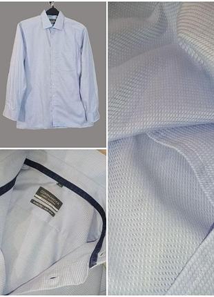 Чоловіча фактурна сорочка commander non iron (р. 41 / l/ 50-52) modern fit  біло-блакитна