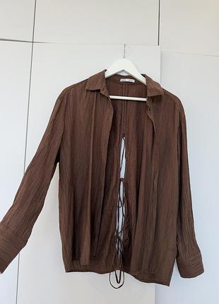 Коричнева сорочка bershka, розмір s