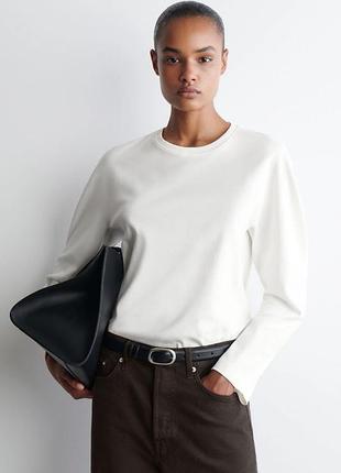 Белый базовый лонгслив кофта cos arket toteme theory uniqlo