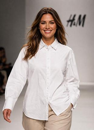 Сорочка жіноча h&m біла m (l/xl) бавовна oxford oversize