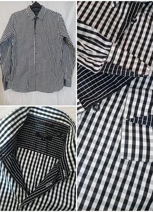 Преміум чоловіча сорочка нова р.s–m / 46–48 ted baker london slim fit в клітинку чорно-біла made in portugal