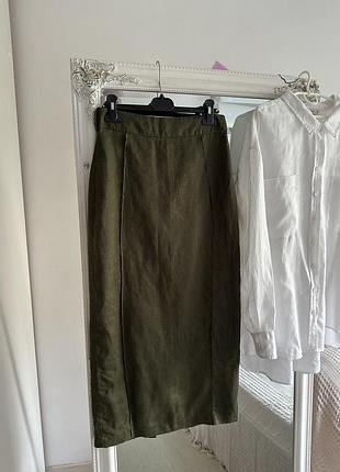 Лляна спідниця міді zara, 100% льон, спідниця з льону