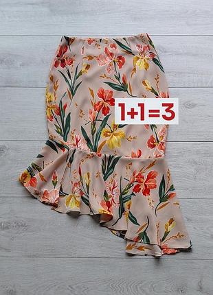 1+1=3 🎁 легкая асимметричная юбка годет в цветочный принт от boohoo