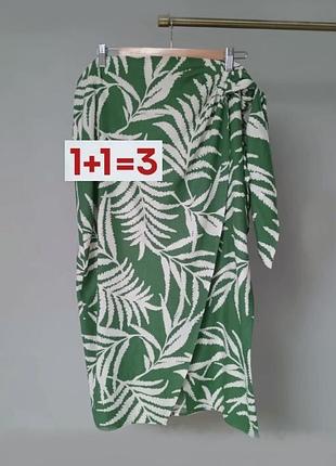 1+1=3 🎁 миди юбка на запах с добавлением льна от f&amp;f