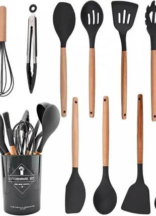 Набор принадлежностей для кухни 12 предметов kitchen set, rd-1204 кухонный набор в стакане черный