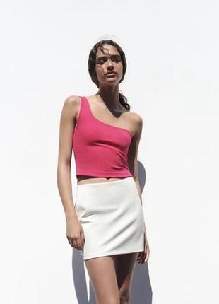 Яскраво рожевий топ фуксія zara на одне плече розмір s