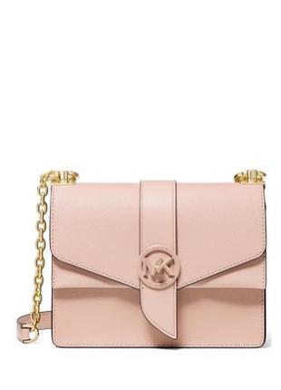 Сумка michael kors greenwich small із саф'янової шкіри ніжно-рожевого кольору із золотистою фурнітурою.