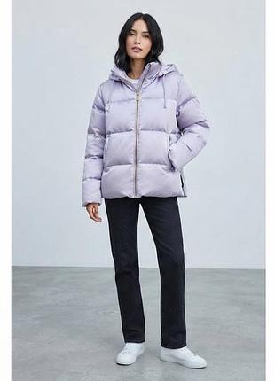 Zara короткий пуховик із натурального пуху модный укороченный пуховик куртка натуральный пух