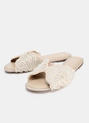 Шльопанці з перлами zara 40, 38 розмір